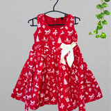 Merry Magic Reindeer Cotton Frock - Sleeveless Kids Frock