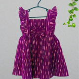 Mila - Ikkat Cotton Frock | Ruffle Sleeve Kids Frock