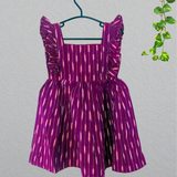 Mila - Ikkat Cotton Frock | Ruffle Sleeve Kids Frock