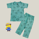 Minion Print Half Sleeve Kids Coords (Unisex) - Half Sleeve T-Shirt and Full Pant