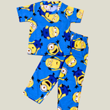 Blue Minion Print Kids Coords (Unisex) - Half Sleeve T-Shirt and Full Pant