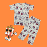 Movie Time with Popcorn Kids Coords (Unisex) - Half Sleeve T-Shirt and Full Pant