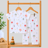 Muslin Half Sleeve Pant Coords - Mushroom