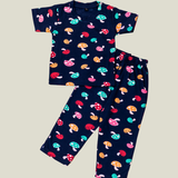 Colourful Mushroom Print Kids Coords (Unisex) - Half Sleeve T-Shirt and Full Pant