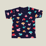 Colourful Mushroom Print Kids Coords (Unisex) - Half Sleeve T-Shirt and Full Pant