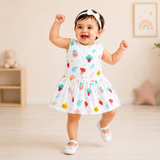 Muslin Back Button Frock - Mini Veggies