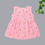 Muslin Button Frock - Peach Flower