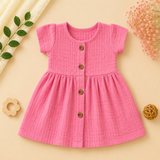 Muslin Crinkle Button Frock - Warm Peach (Preorder - Dispatch from 8-8-26)