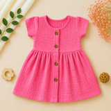 Muslin Crinkle Button Frock - Warm Peach (Preorder - Dispatch from 21-9-26)