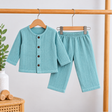 Muslin Crinkle Full Sleeve Pant Coords - Blue (Preorder - Dispatch from 23-9-26)