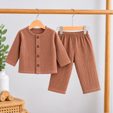 Muslin Crinkle Full Sleeve Pant Coords - Browny (Preorder - Dispatch from 23-9-26)