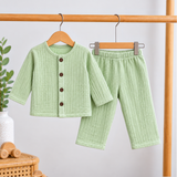 Muslin Crinkle Full Sleeve Pant Coords - Pistachio (Preorder - Dispatch from 23-9-26)