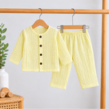 Muslin Crinkle Full Sleeve Pant Coords - Yellow (Preorder - Dispatch from 23-9-26)