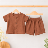 Muslin Crinkle Shorts Coords - Browny (Preorder - Dispatch from 19-9-26)