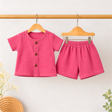 Muslin Crinkle Shorts Coords - Peachy (Preorder - Dispatch from 22-9-26)