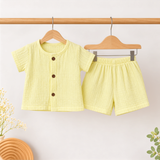 Muslin Crinkle Shorts Coords - Yellow (Preorder - Dispatch from 19-9-26)