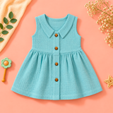Muslin Crinkle Sleeveless Frock - Blue (Preorder - Dispatch from 23-9-26)