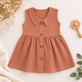 Muslin Crinkle Sleeveless Frock - Browny (Preorder - Dispatch from 23-9-26)