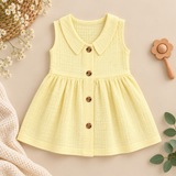 Muslin Crinkle Sleeveless Frock - Yellow (Preorder - Dispatch from 23-9-26)