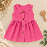 Muslin Crinkle Sleeveless Frock - Peachy