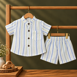 Muslin Crinkle Stripes Shorts Coords - BG