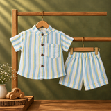 Muslin Crinkle Stripes Shorts Coords - BY
