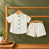 Muslin Crinkle Stripes Shorts Coords - OGY