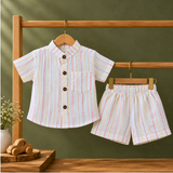 Muslin Crinkle Stripes Shorts Coords - PY