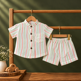 Muslin Crinkle Stripes Shorts Coords - RG