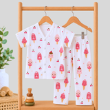 Muslin Half Sleeve Pant Coords - Icecream