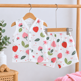 Muslin Shorts Coords - Strawberry