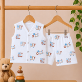 Muslin Shorts Coords - Hey Print