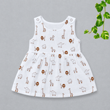 Muslin Top Button Frock - Tiny Animals (Preorder Dispatch from 21-8-26)
