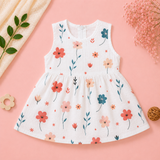 Muslin Zip Frock - Flower (Preorder 1-2 Y - Dispatch from 1-8-26)