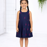 Navy Rani Sleeveless Cotton Frock
