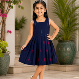 Navy Rani Sleeveless Cotton Frock