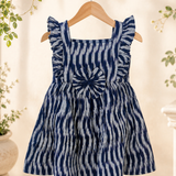 Nila - Ikkat Cotton Frock | Ruffle Sleeve Kids Frock