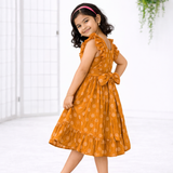 Nilal Butta HandLoom Cotton Frock | Ruffle Sleeve Frock with Soft Lining