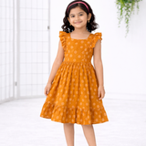 Nilal Butta HandLoom Cotton Frock | Ruffle Sleeve Frock with Soft Lining