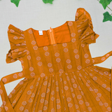 Nilal Butta HandLoom Cotton Frock | Ruffle Sleeve Frock with Soft Lining