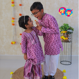 Purple Petal Girls Ethnic Kurta Sharara Set