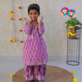 Purple Petal Girls Ethnic Kurta Sharara Set