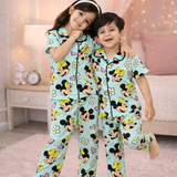 Pastel Mickey Kids Night Suit - Half Sleeve Shirt and Full Pant