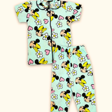Pastel Mickey Kids Night Suit - Half Sleeve Shirt and Full Pant