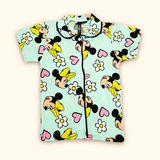 Pastel Mickey Kids Night Suit - Half Sleeve Shirt and Full Pant