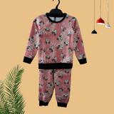 Peach Mickey Print Kids Sweatshirt and Joggers Set (Unisex)