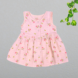 Muslin Button Frock - Peach Flower