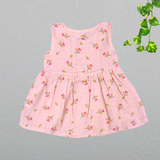 Muslin Button Frock - Peach Flower