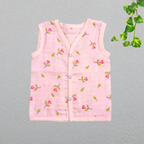 Muslin Button Jabla - Peach Flower