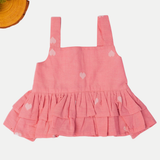 Peach Peplum Sleeveless Co-ord Set - Sleeveless Double Tier Peplum Top with Pant
